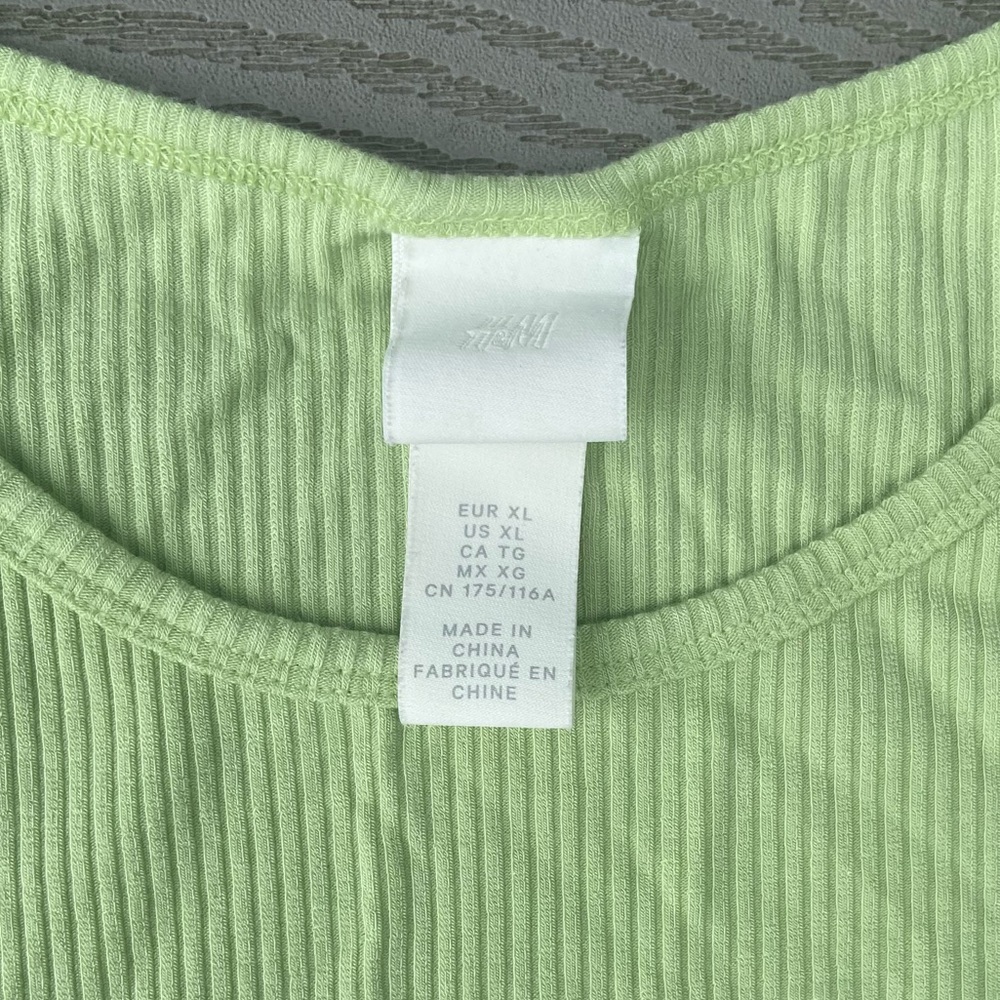 H&M lime green ribbed modal tank top - Picture 3 of 6